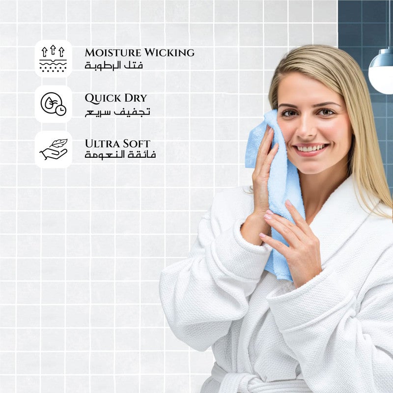 Rest منشفة وجه مجموعة من 4 منشفة وجه قطنية زرقاء سماوية 30x30 سم ، 12x12 بوصة منشفة تنظيف وجه فاخرة ناعمة ماصة خفيفة الوزن قابلة للغسل سريعة الجفاف بجودة منتجع صحي منشفة وجه شاطئية - Image 3