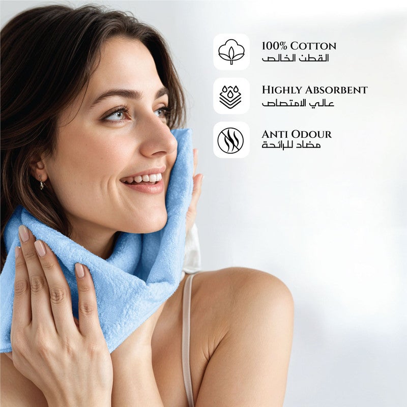 Rest منشفة وجه مجموعة من 4 منشفة وجه قطنية زرقاء سماوية 30x30 سم ، 12x12 بوصة منشفة تنظيف وجه فاخرة ناعمة ماصة خفيفة الوزن قابلة للغسل سريعة الجفاف بجودة منتجع صحي منشفة وجه شاطئية - Image 4
