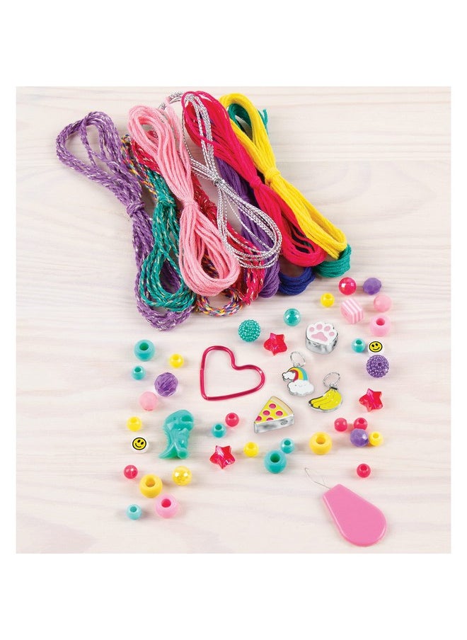Make It Real Make It Real Good Vibes Bracelet Kit|Create 5 Unique Cord Charm Bracelets|54 Pieces, Cotton & Colors Glitter Thread,38 Assorted Beads,2 Charms,Threader|DIY Arts & Crafts|Kids Ages 8+|Made in India  - Image 3