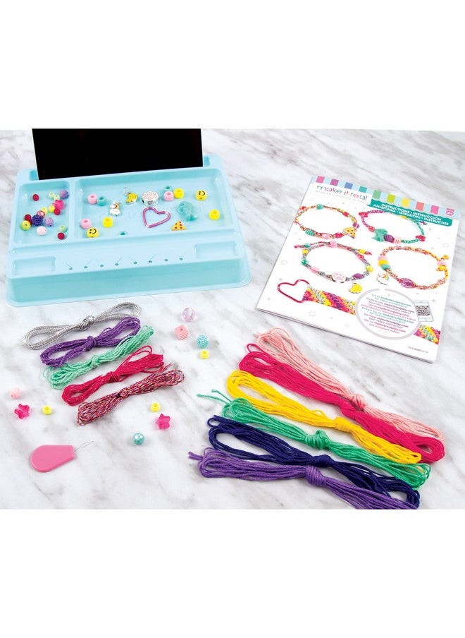 Make It Real Make It Real Good Vibes Bracelet Kit|Create 5 Unique Cord Charm Bracelets|54 Pieces, Cotton & Colors Glitter Thread,38 Assorted Beads,2 Charms,Threader|DIY Arts & Crafts|Kids Ages 8+|Made in India  - Image 5