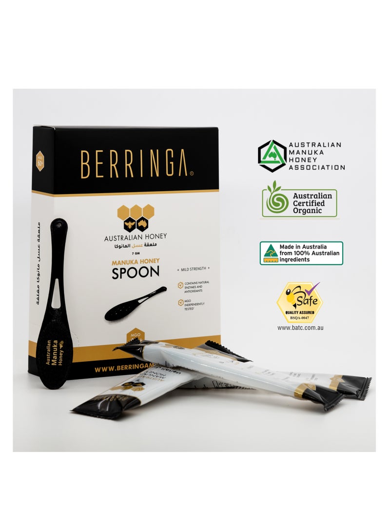 BERRINGA 60+ MGO Australian Manuka Honey Spoon Box 12 Honey Spoon For Each Box And 7 Grams For Each Spoon | Made By Australian Bee - Image 2