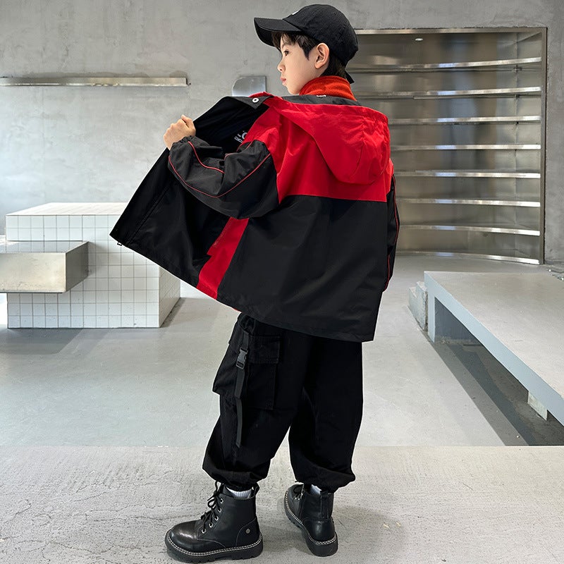 Boys' Jacket Autumn Windproof And Waterproof Korean Style For Older Children, Detachable Three-In-One - Image 4