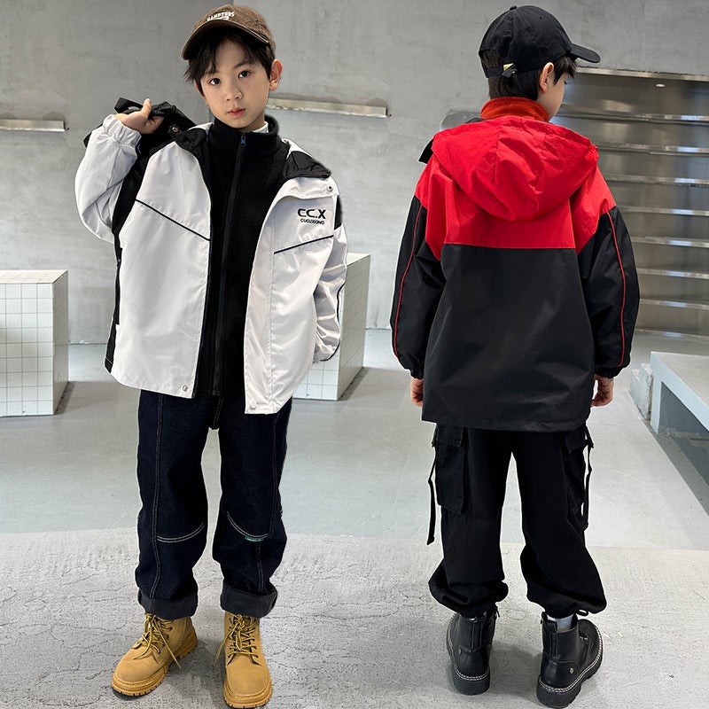 Boys' Jacket Autumn Windproof And Waterproof Korean Style For Older Children, Detachable Three-In-One - Image 3
