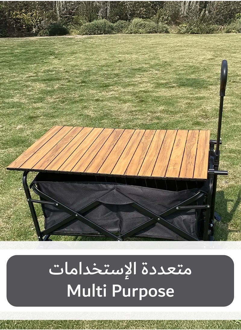 RENOVO - Garden Cart Folding Trolley - Practical Trolley for Transporting Items and Materials Outdoors with Cover to Convert It into a Table - Image 1