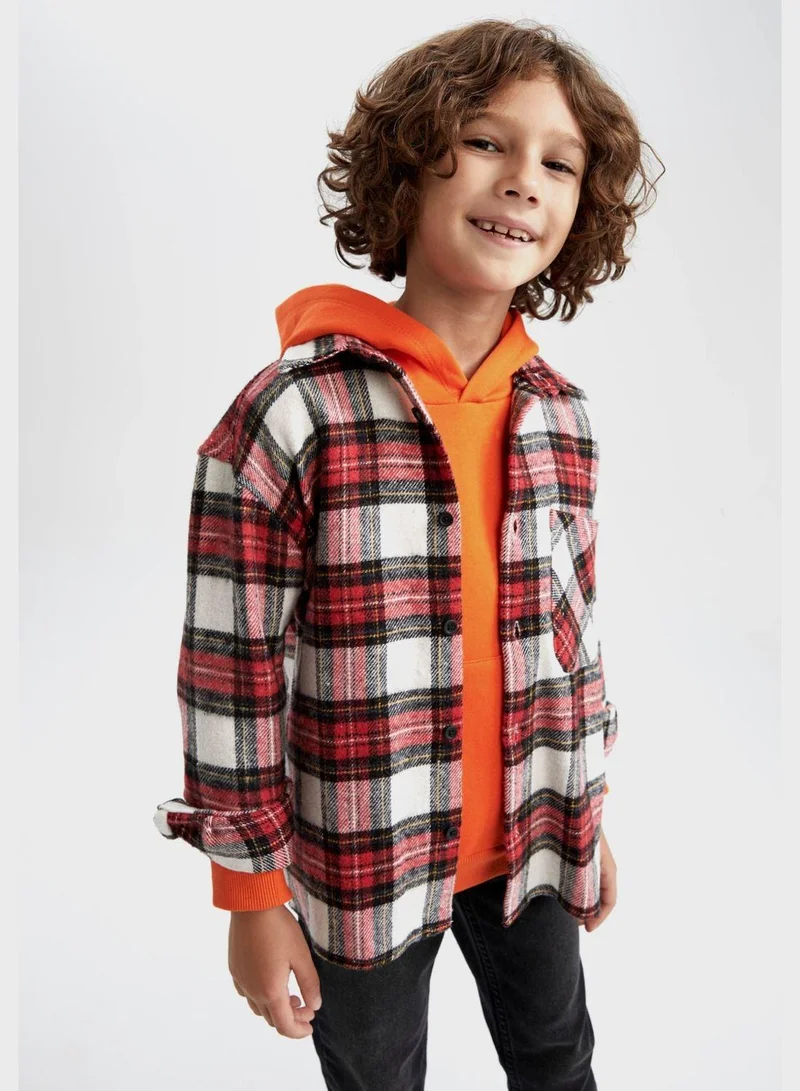 DeFacto Kids Checks Hooded Shirt
