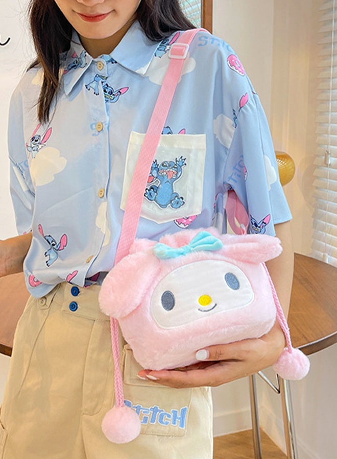 Sanrio My Melody Backpack Sanrio Plush Drawstring Backpack for Girls Cute Cartoon School Bag with Adjustable Straps and Large Capacity Cute Kawaii Gift for Kids and Teens - Image 4