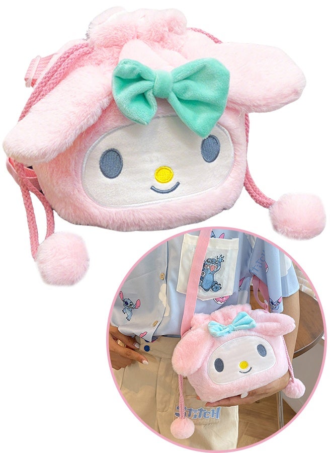 Sanrio My Melody Backpack Sanrio Plush Drawstring Backpack for Girls Cute Cartoon School Bag with Adjustable Straps and Large Capacity Cute Kawaii Gift for Kids and Teens - Image 1