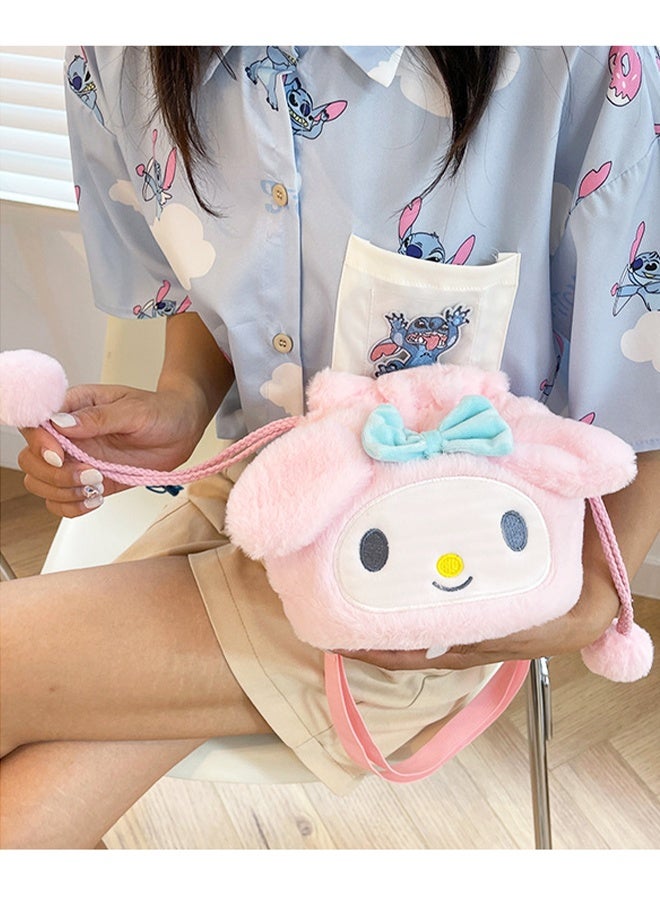 Sanrio My Melody Backpack Sanrio Plush Drawstring Backpack for Girls Cute Cartoon School Bag with Adjustable Straps and Large Capacity Cute Kawaii Gift for Kids and Teens - Image 3
