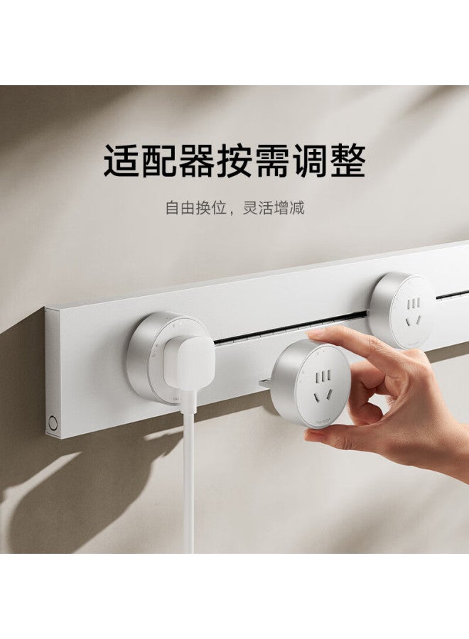 Mi Surface-mounted Slim Track Socket, Compatible With Mi Smart Socket, No Slot Required Switch Socket Panel, 50cm Track + 3 Five-hole Adapters, Deep Space Gray
