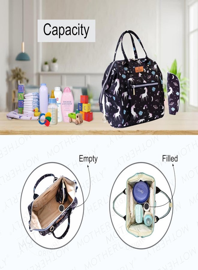 Motherly Nano Diaper Bag for Mothers for Travel - Combo Set with Accessories | Baby Bag for Mother Travel | Diaper Bag for Baby (Unicorn Black) - Image 3