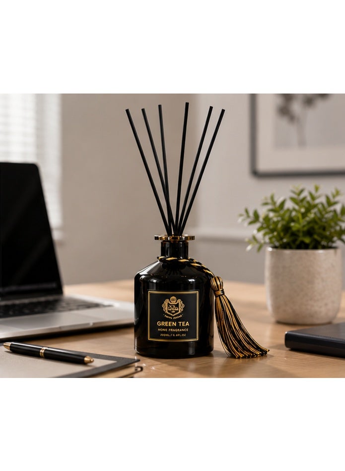 200ml Green Tea Scented Air Freshener – Fresh & Calming Home and Office Fragrance, Elegant Reed Diffuser with Premium Design - Image 2