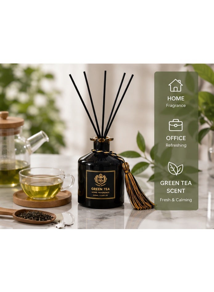 200ml Green Tea Scented Air Freshener – Fresh & Calming Home and Office Fragrance, Elegant Reed Diffuser with Premium Design - Image 4