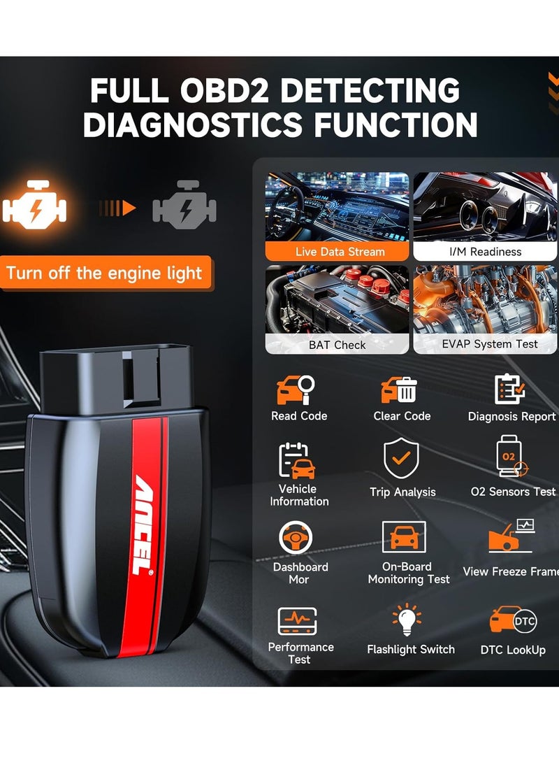 Ancel BD200 OBD2 Scanner Bluetooth - Code Reader Check Engine Diagnostic Scan Tools with Car Battery Test, Exclusive App On iOS & Android, Wireless OBDII Adapter Works for 1996 Newer Vehicles - Image 4