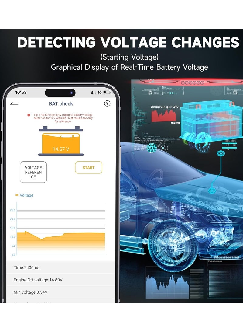 Ancel BD200 OBD2 Scanner Bluetooth - Code Reader Check Engine Diagnostic Scan Tools with Car Battery Test, Exclusive App On iOS & Android, Wireless OBDII Adapter Works for 1996 Newer Vehicles - Image 3
