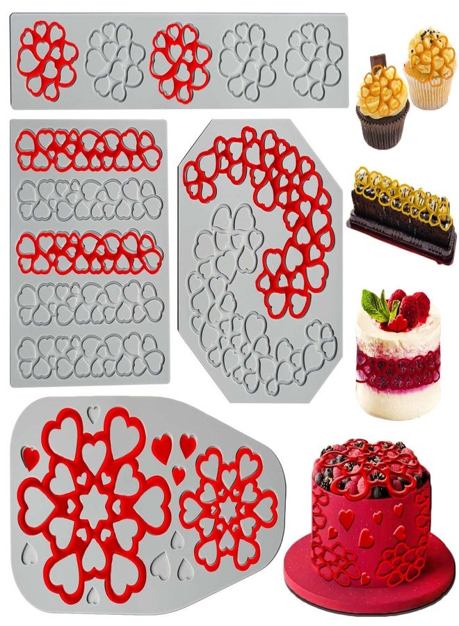 Acxydm 4PCS Heart Silicone Mold,Acxydm Heart Chocolate Molds Hearts Tuile Molds,Fondant Chocolate Molds Set with Love,3D Love Silicone Mold Candy Lace Silica Molds for Making Sugar Craft,Cupcakes - Image 1