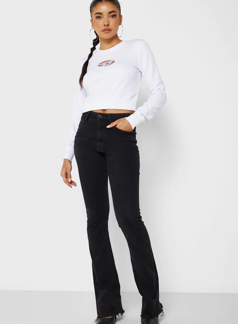 DIESEL Crew Neck Logo Crop Sweater