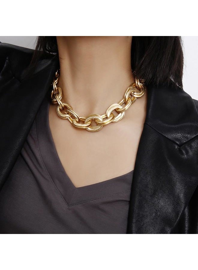 CSIYANJRY99 Chunky Gold Necklaces for Women,Multilayer Punk 80s Hip Hop Necklace,Layered Cuban Link Chain Statement Necklace 90s Freaknik Outfit Accessories for Women (Gold Chunky) - Image 4