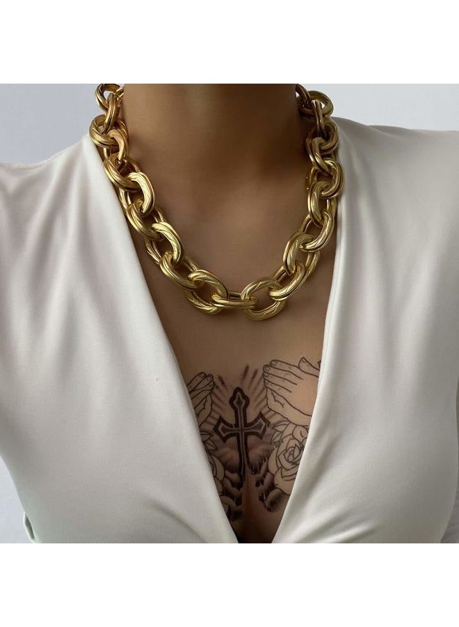 CSIYANJRY99 Chunky Gold Necklaces for Women,Multilayer Punk 80s Hip Hop Necklace,Layered Cuban Link Chain Statement Necklace 90s Freaknik Outfit Accessories for Women (Gold Chunky) - Image 2