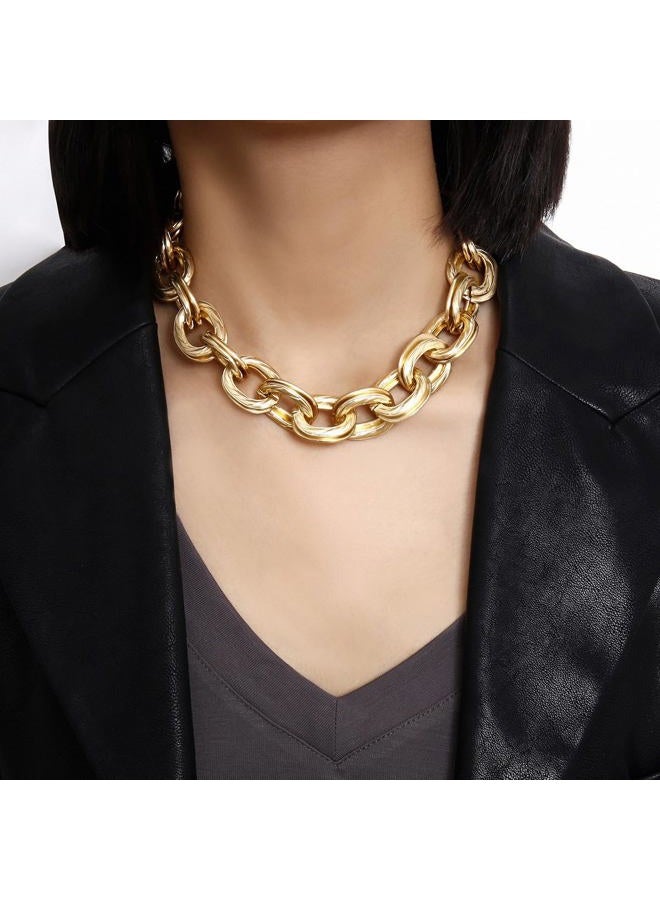 CSIYANJRY99 Chunky Gold Necklaces for Women,Multilayer Punk 80s Hip Hop Necklace,Layered Cuban Link Chain Statement Necklace 90s Freaknik Outfit Accessories for Women (Gold Chunky) - Image 3