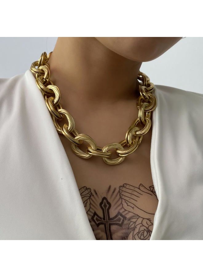 CSIYANJRY99 Chunky Gold Necklaces for Women,Multilayer Punk 80s Hip Hop Necklace,Layered Cuban Link Chain Statement Necklace 90s Freaknik Outfit Accessories for Women (Gold Chunky) - Image 5