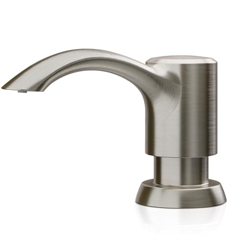 SAMODRA Built in Kitchen Sink Soap Dispenser Brushed Nickel with 13 oz Large PET Lotion Bottle Refill from Top