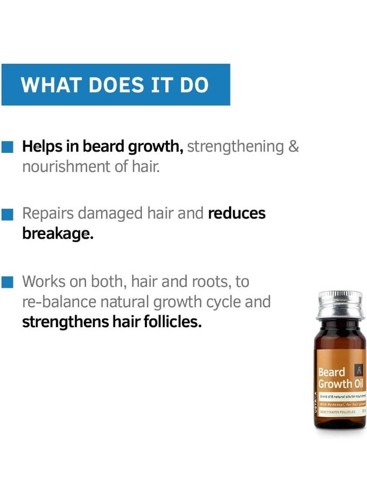 Ustraa Beard Growth Oil for Men, 35ml  With Redensyl & 8 Natural Oils (Jojoba, Argan, Castor, Almond, Olive, Avocado) Nourishes, Strengthens & Promotes Beard Growth, Paraben Free, Woody Scent - Image 5