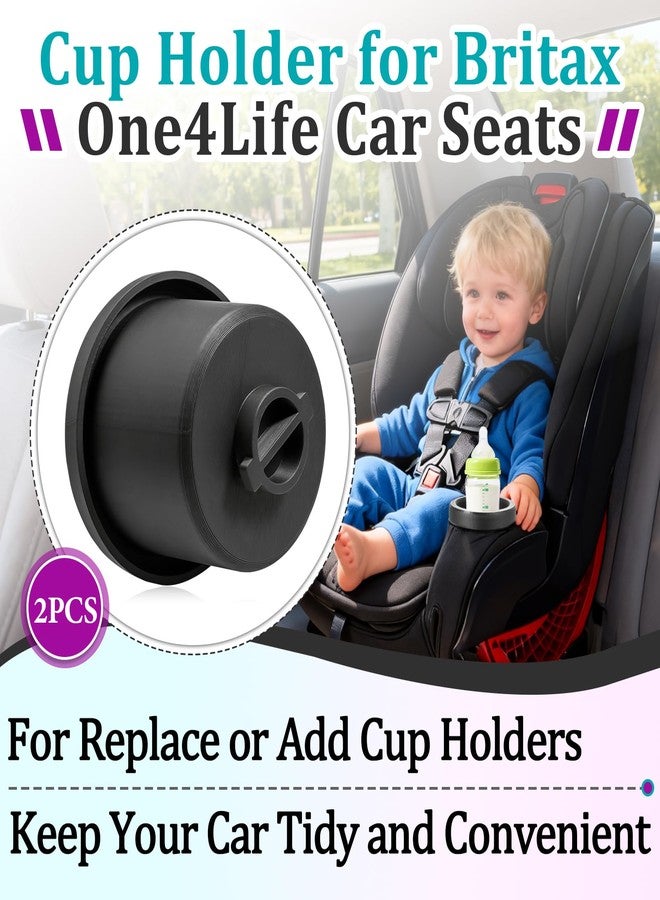Joworthy 2 Pcs Cup Holder Replacements Compatible with Britax One4Life Car Seats, Single Cup Holder for Child Car Seats, Dishwasher Safe, Easy Snap Installation Durable(Black) - Image 2