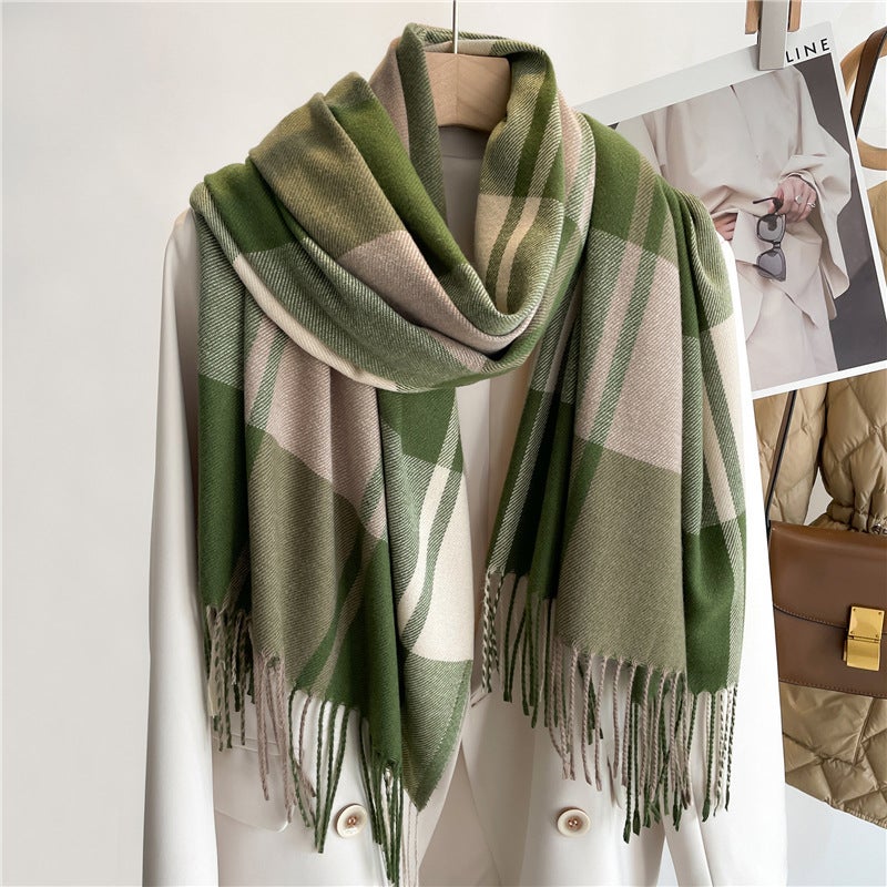Korean Plaid Scarf Unisex Winter Shawl Long TasselWT60-8 WT60-8 
