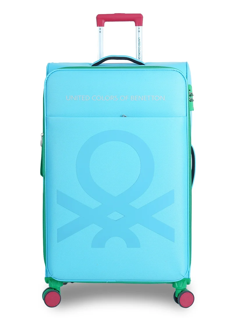 UNITED COLORS OF BENETTON BNTE-50 Set of 3 Luggage with TSA Lock| Material- Polyester| Adjustable Trolley Handle | Smooth Dual Wheels 360degree rotate| SIZE-20/24/28 Inch|LIGHT BLUE