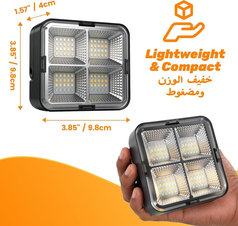 NAFAS Solar LED Flood Light Outdoor, 500LM Dimmable Black Security Light-9.8cm*9.8cm, 4 Modes, 4800mAh Battery, IP65 Waterproof Solar Work Light, 90° Magnetic Handle for Patio, Garage, Garden - Image 4