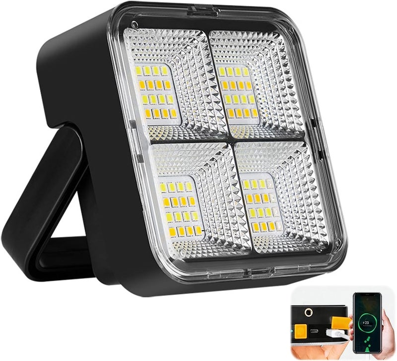 NAFAS Solar LED Flood Light Outdoor, 500LM Dimmable Black Security Light-9.8cm*9.8cm, 4 Modes, 4800mAh Battery, IP65 Waterproof Solar Work Light, 90° Magnetic Handle for Patio, Garage, Garden - Image 1