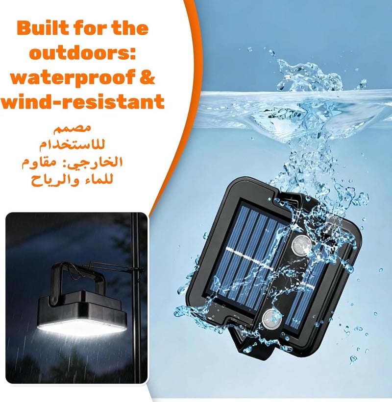 NAFAS Solar LED Flood Light Outdoor, 500LM Dimmable Black Security Light-9.8cm*9.8cm, 4 Modes, 4800mAh Battery, IP65 Waterproof Solar Work Light, 90° Magnetic Handle for Patio, Garage, Garden - Image 5