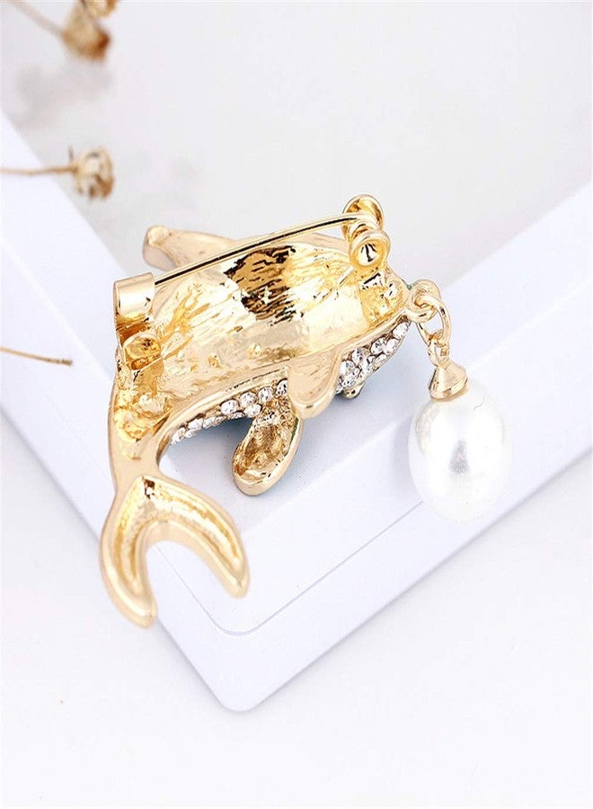 YAZILIND cute cartoon dolphin brooch pin rhinestone alloy drop oil imitation pearl breastpin ladies clothing accessories corsage jewelry - Image 4