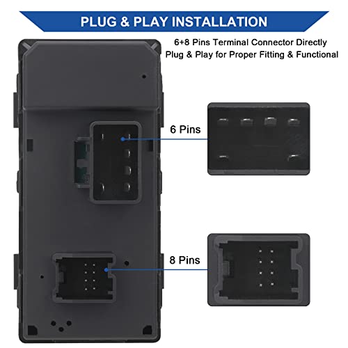 Obaee Power Window Control Switch Button Front Left Driver Side Compatible with 2007-2019 Chevy Chevrolet HHR Silverado GMC Sierra 1500 2500 HD 3500 HD 2 Door Replaces OEM 20945132 15838831 25789690 - Image 2