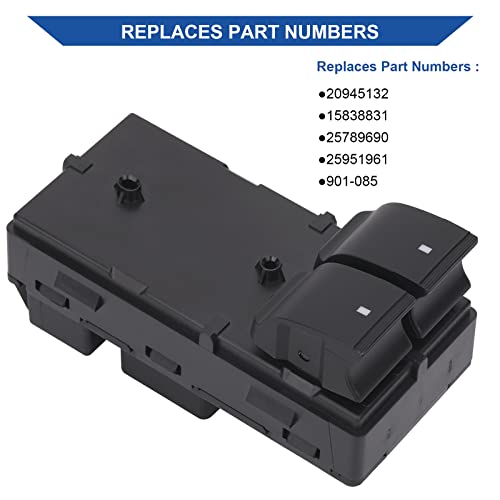Obaee Power Window Control Switch Button Front Left Driver Side Compatible with 2007-2019 Chevy Chevrolet HHR Silverado GMC Sierra 1500 2500 HD 3500 HD 2 Door Replaces OEM 20945132 15838831 25789690 - Image 4