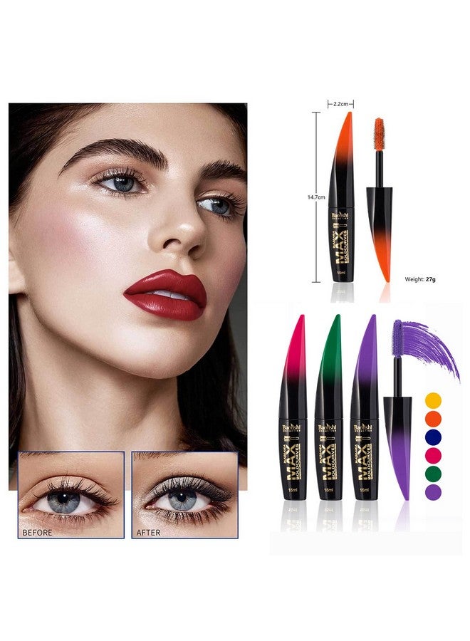 RoseFlower 6 Color Waterproof Color Mascara Eyeliner Charming Longlasting Mascara For Eyelash Eye Makeup Perfect For Day Or Night Stage Clubbing Or Costume Makeup - Image 4