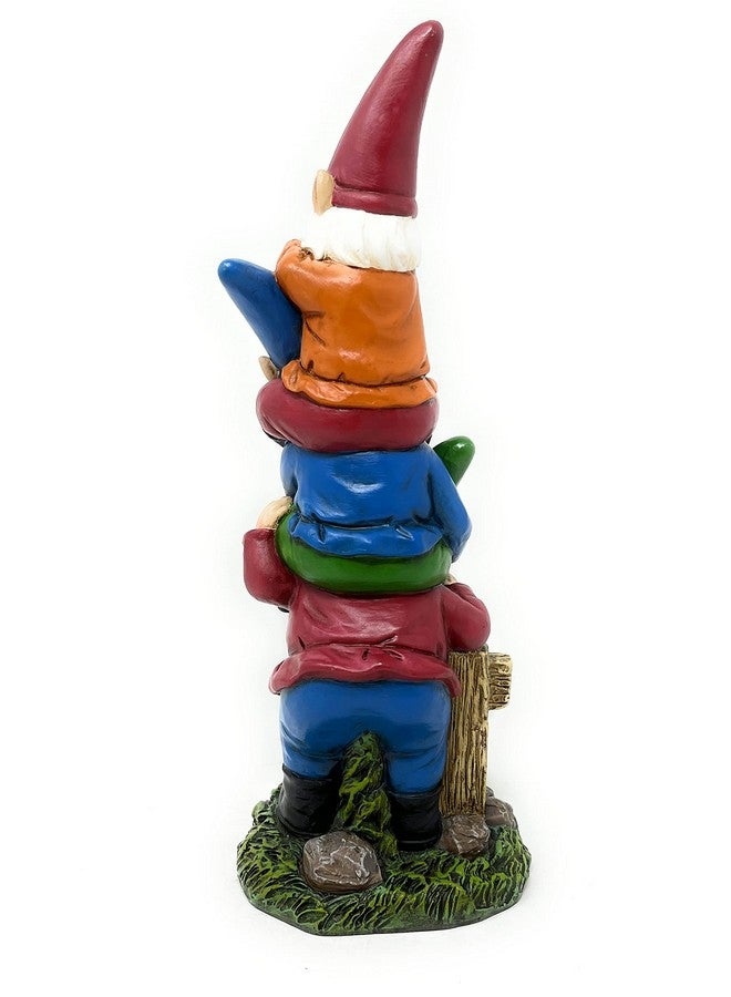 Nature's Mark 3 Stacked Gnomes See No Evil Speak No Evil Hear No Evil Resin Statue Figurine Home Decorative Accent Statue Décor (9.5" H) - Image 2