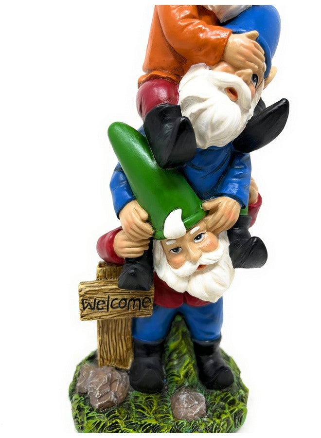 Nature's Mark 3 Stacked Gnomes See No Evil Speak No Evil Hear No Evil Resin Statue Figurine Home Decorative Accent Statue Décor (9.5" H) - Image 5