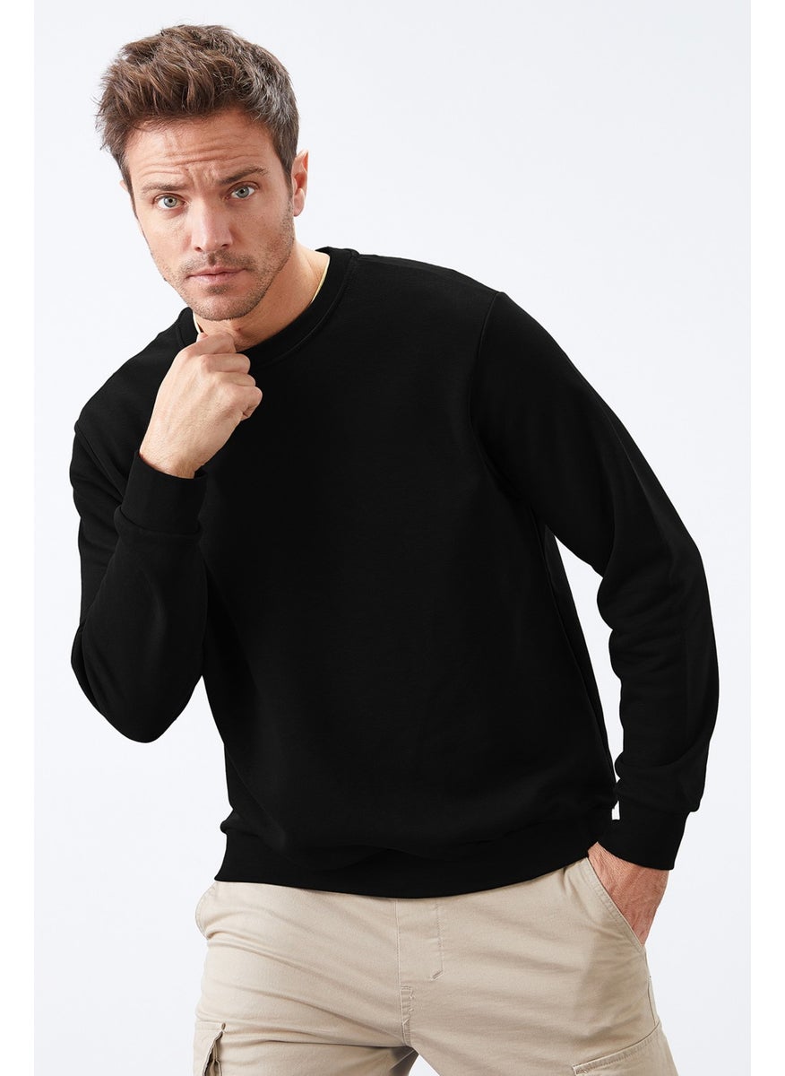Tommy Life Tommylife Black Men's Basic O Neck Comfortable Form Sweatshirt - 88053  - Image 1