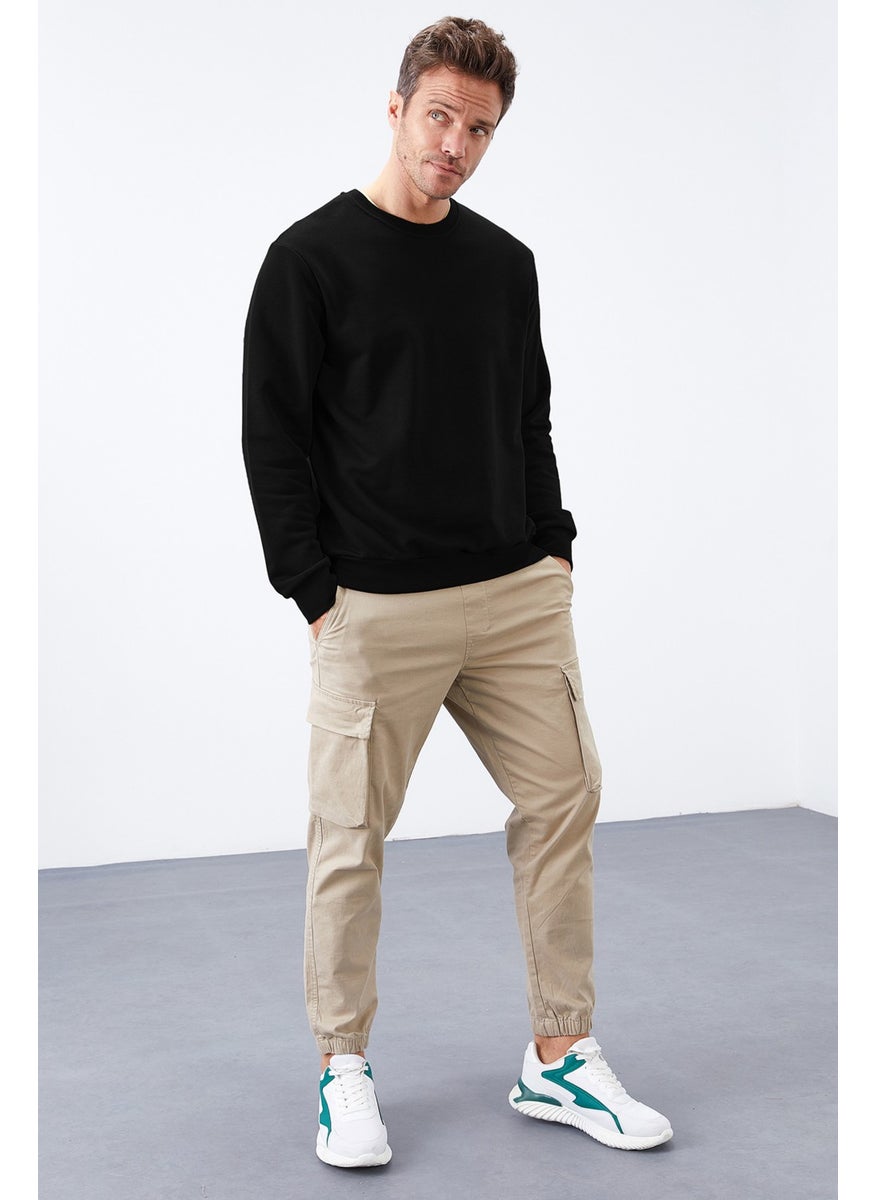Tommy Life Tommylife Black Men's Basic O Neck Comfortable Form Sweatshirt - 88053  - Image 2
