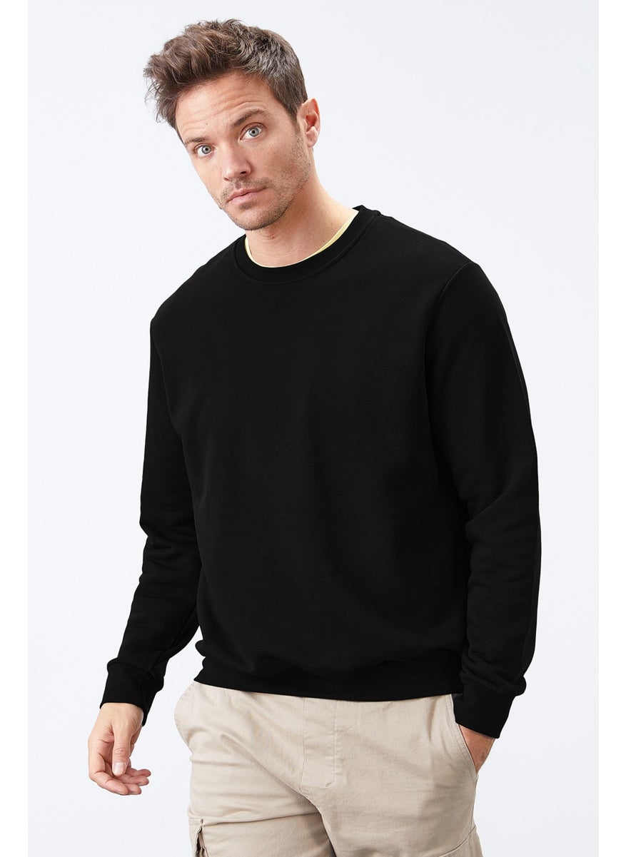 Tommy Life Tommylife Black Men's Basic O Neck Comfortable Form Sweatshirt - 88053  - Image 5