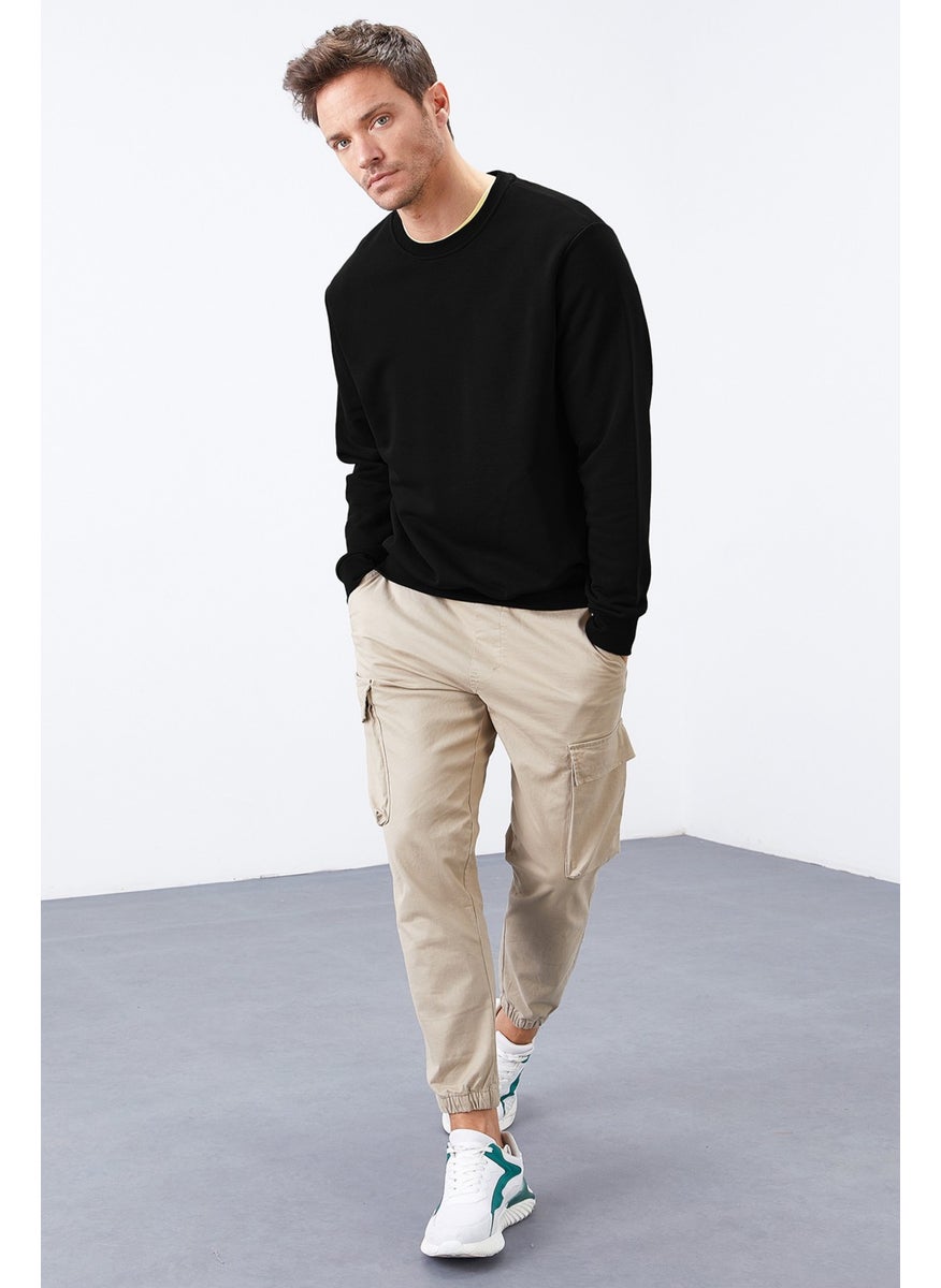 Tommy Life Tommylife Black Men's Basic O Neck Comfortable Form Sweatshirt - 88053  - Image 4