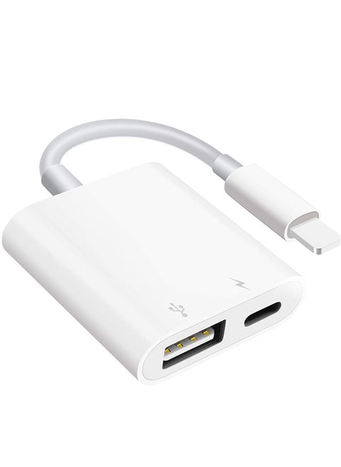 USB Camera Adapter with Charging Port, Portable USB Female OTG Adapter Compatible with iPhone iPad, iPad to USB Adapter Plug and Play Support Card Reader