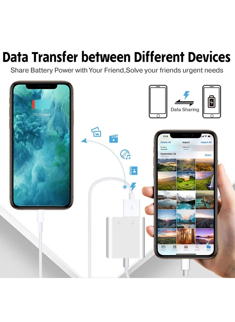 USB Camera Adapter with Charging Port, Portable USB Female OTG Adapter Compatible with iPhone iPad, iPad to USB Adapter Plug and Play Support Card Reader