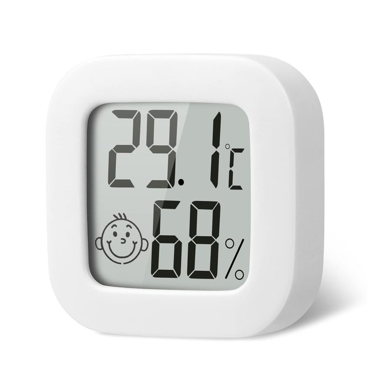 flintronic 1pc Room Thermometer Hygrometer Indoor, Mini Digital Temperature Humidity Meter Gauge, Accurate Hygrometer with Clear LCD Display and Face Icons for Home Baby,Office,Garden(with Battery) - Image 1