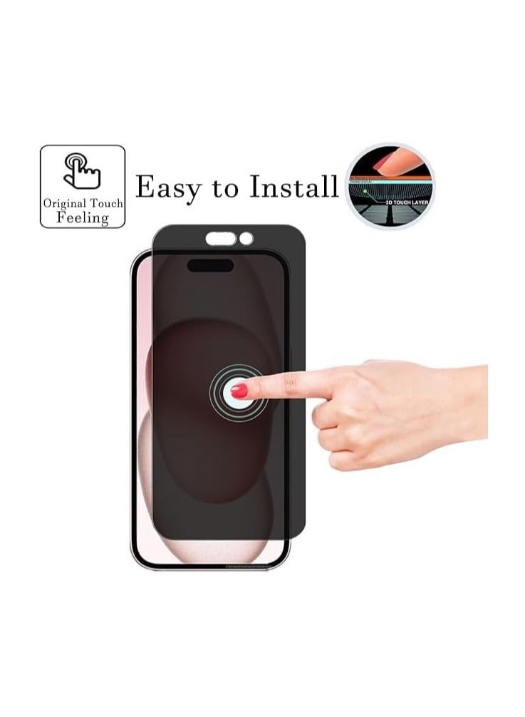 إلترازون واقي شاشة للخصوصية من السيراميك غير اللامع مضاد للتجسس لهاتف Iphone 15 Pro Max [ليس زجاجًا]، طبقة مرنة لاصقة كاملة مضادة للتجسس لهاتف Iphone 15 Pro Max 2023 أسود - Image 3