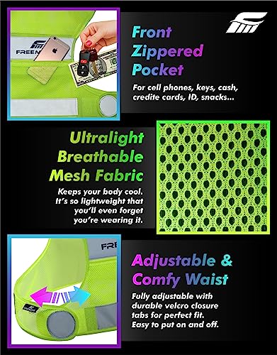 FREEMOVE Reflective Vest Running Gear + 2 Bands & Bag/Ultralight & Comfy Safety Vests with Front Pocket > High Visibility Reflector > for Men, Women > Running, Dog Walking or Cycling - Image 4