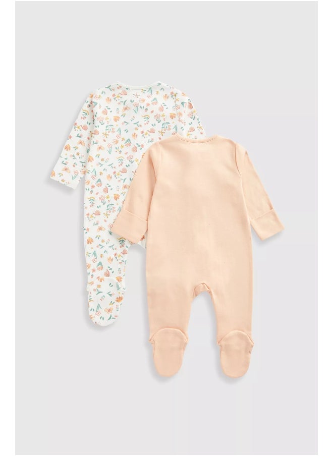 mothercare Floral Garden Zip-Up Baby Sleepsuits - 2 Pack  - Image 2