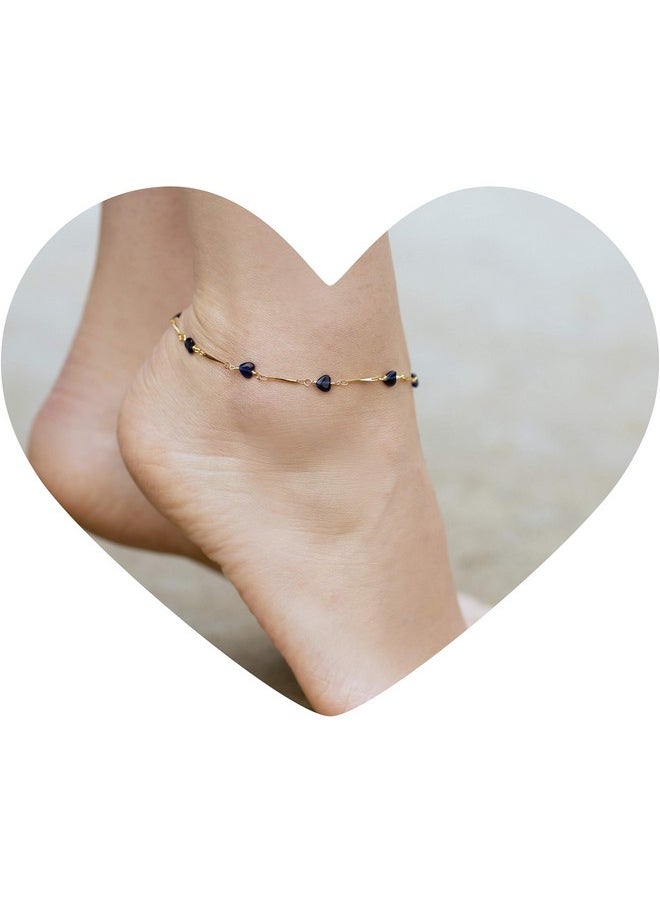 Lifetime Jewelry Blue Hearts Anklet For Women & Teen 24K Gold Plated Bracelet (9.0)  - Image 2