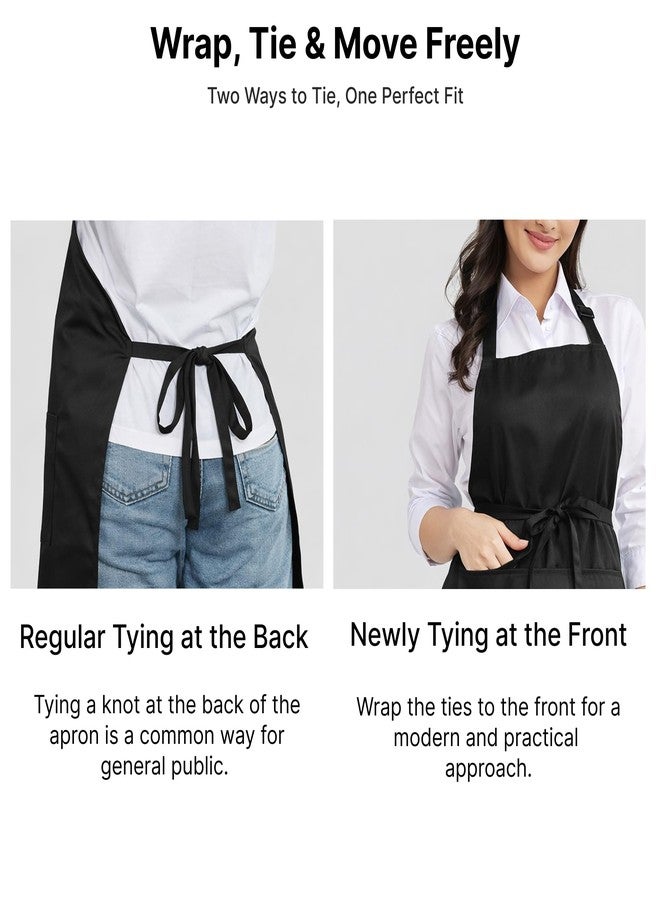 uniformer Adjustable Waterproof Apron for Men and Women | Durable & Stylish for Kitchen, Restaurant, Cafes | Ideal for Chefs, Bakers & Home Cooks | Easy to Clean | Unisex Design (Black_Pack of 2) - Image 4